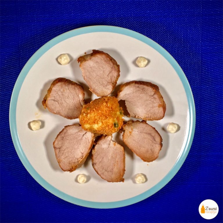 Szűzpecsenye gluténmentes sajtgolyóval